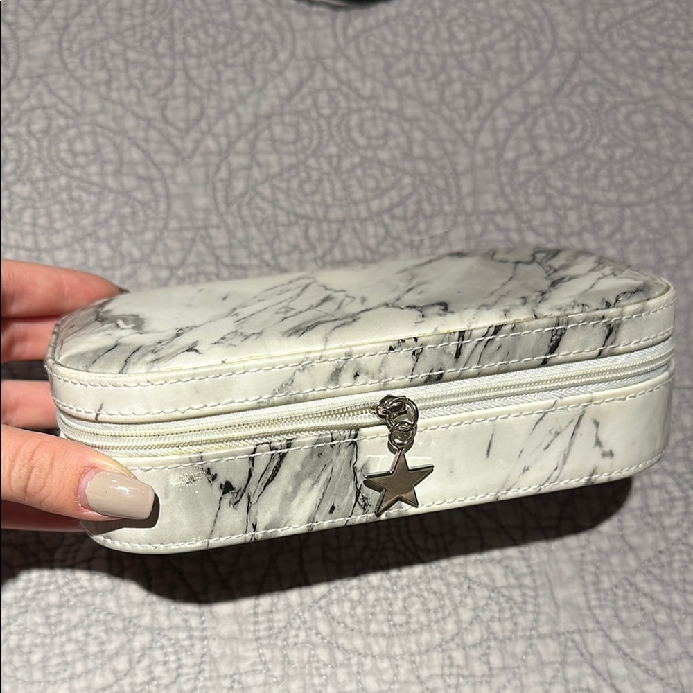 Marble Print Zippered Jewelry Case with Star Charm